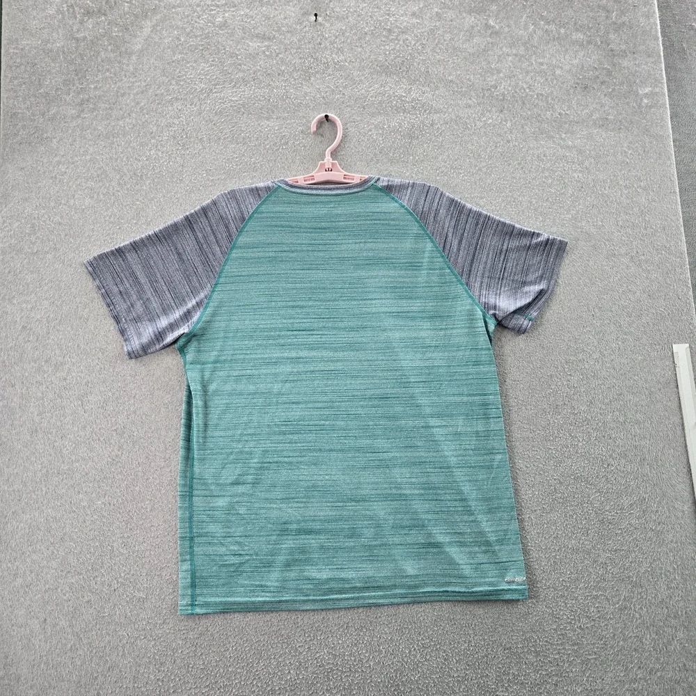 Adidas Men Shirt XL Teal Striped Ultimate Tee Activewear Raglan Short Sleeve